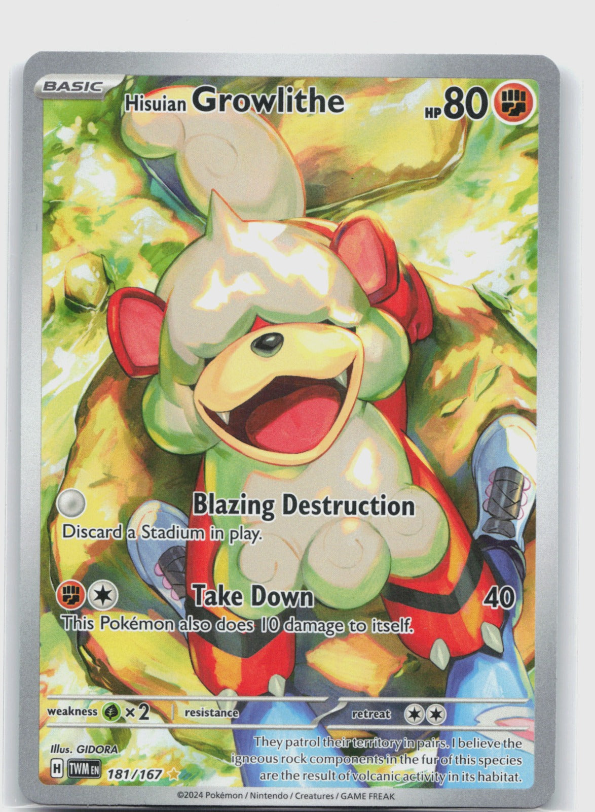 Hisuian Growlithe Holo Illustration Rare SV06: Twilight Masquerade 181/167 NM