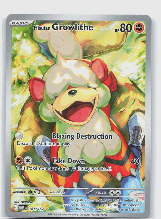 Hisuian Growlithe Holo Illustration Rare SV06: Twilight Masquerade 181/167 NM