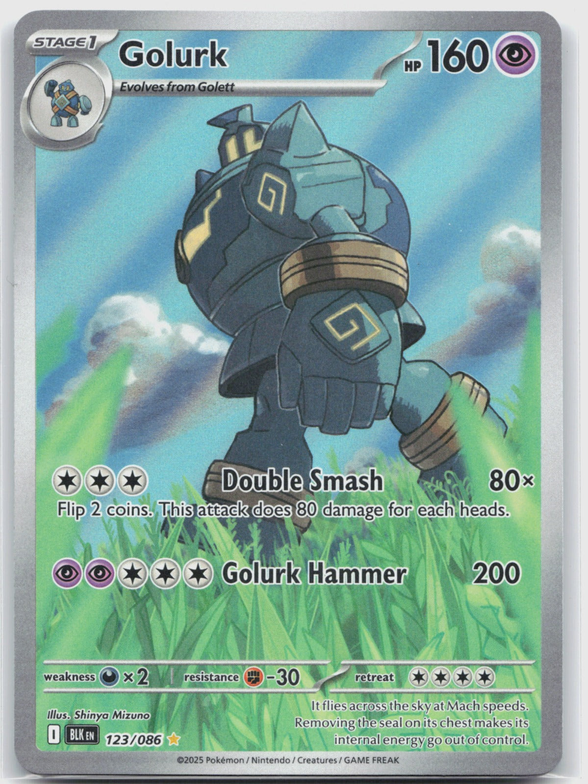 Golurk Holo Illustration Rare SV: Black Bolt 123/086 NM