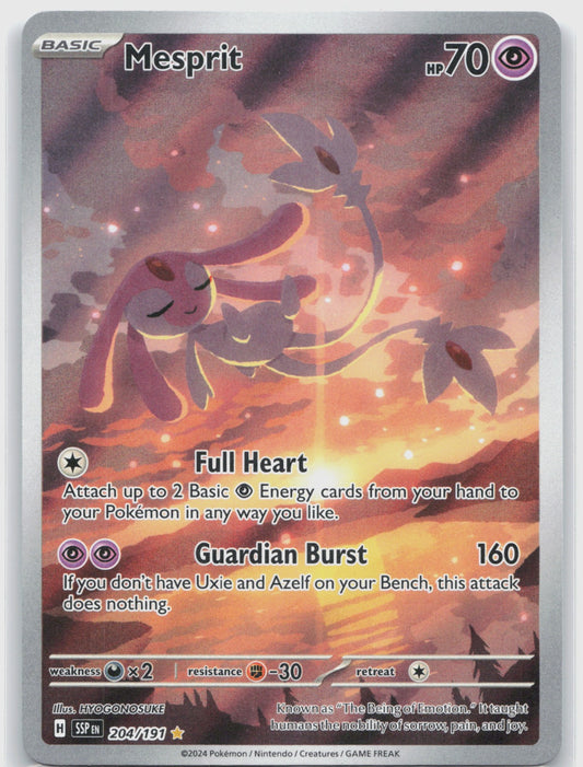 Mesprit Holo Illustration Rare SV08: Surging Sparks 204/191 NM