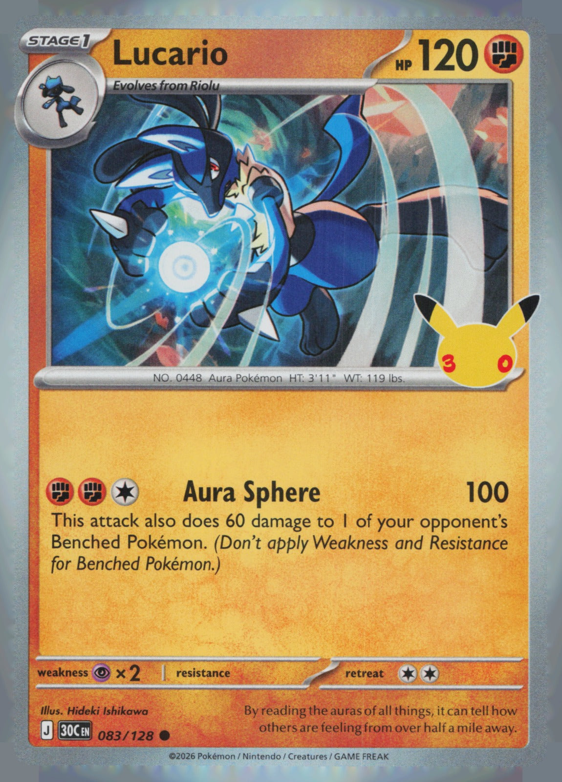Lucario Holo Common ME: 30th Celebration 083/128 NM