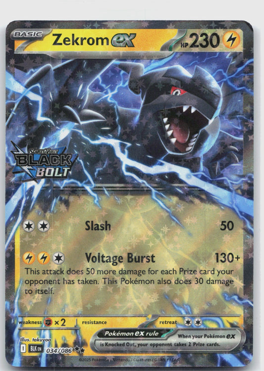 Zekrom ex (Black Bolt Stamped) Holo Double Rare Miscellaneous Cards & Products 034/086 NM