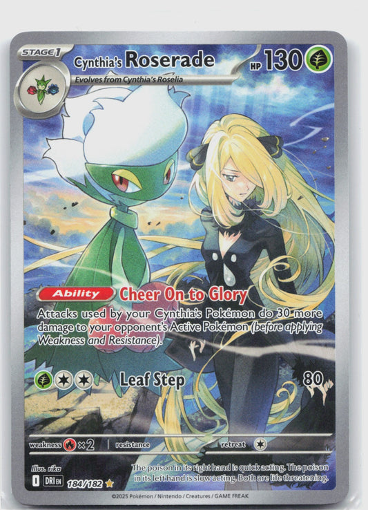 Cynthia's Roserade Holo Illustration Rare SV10: Destined Rivals 184/182 NM