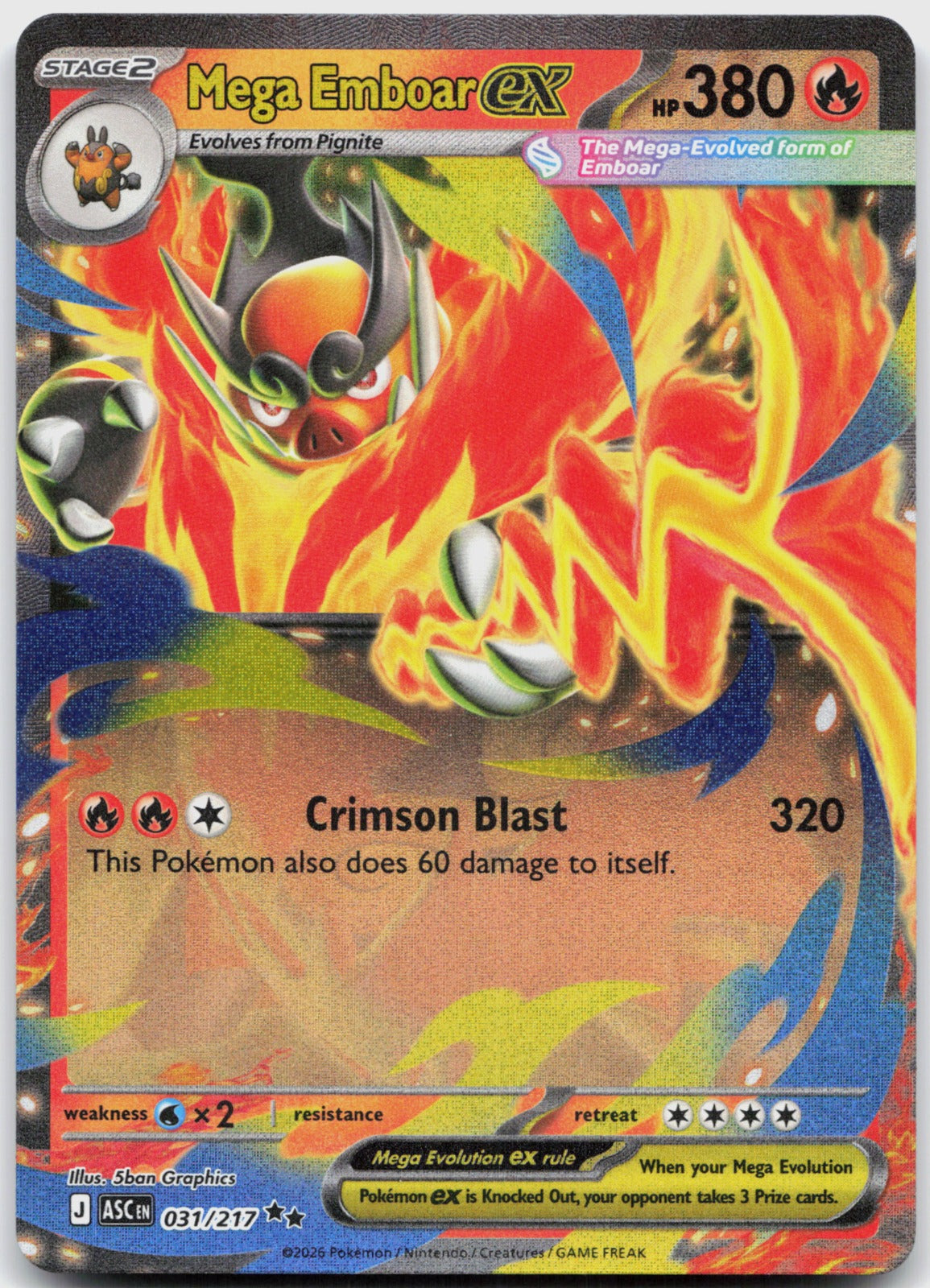 Mega Emboar ex Holo Double Rare ME: Ascended Heroes 031/217 NM
