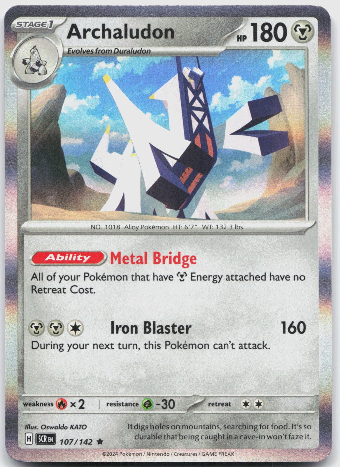 Archaludon Holo Rare SV07: Stellar Crown 107/142 NM