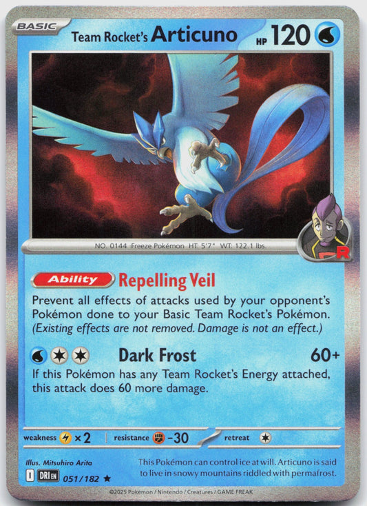 Team Rocket's Articuno Holo Rare SV10: Destined Rivals 051/182 NM