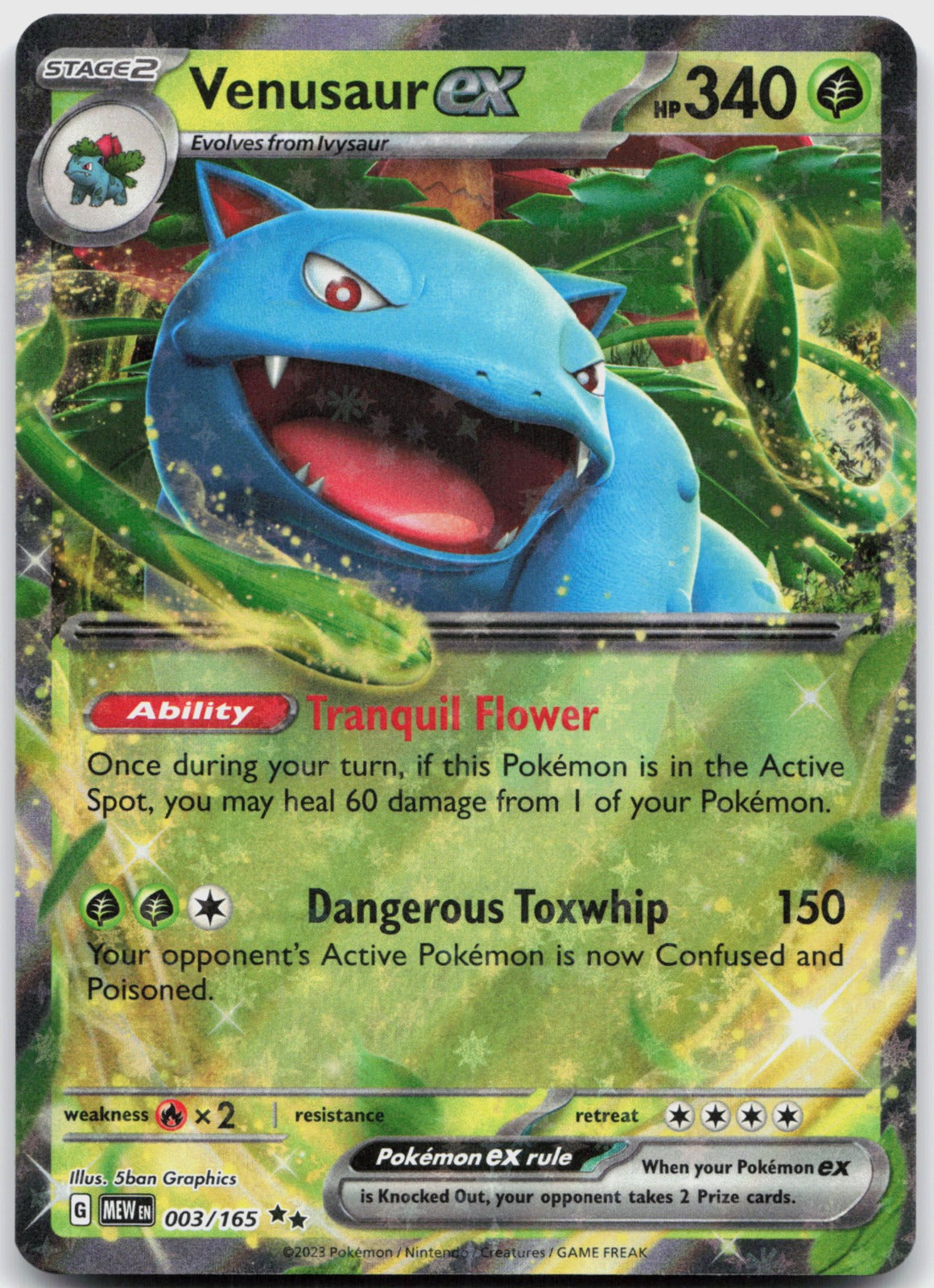 Venusaur ex Holo Double Rare SV: Scarlet & Violet 151 003/165 NM