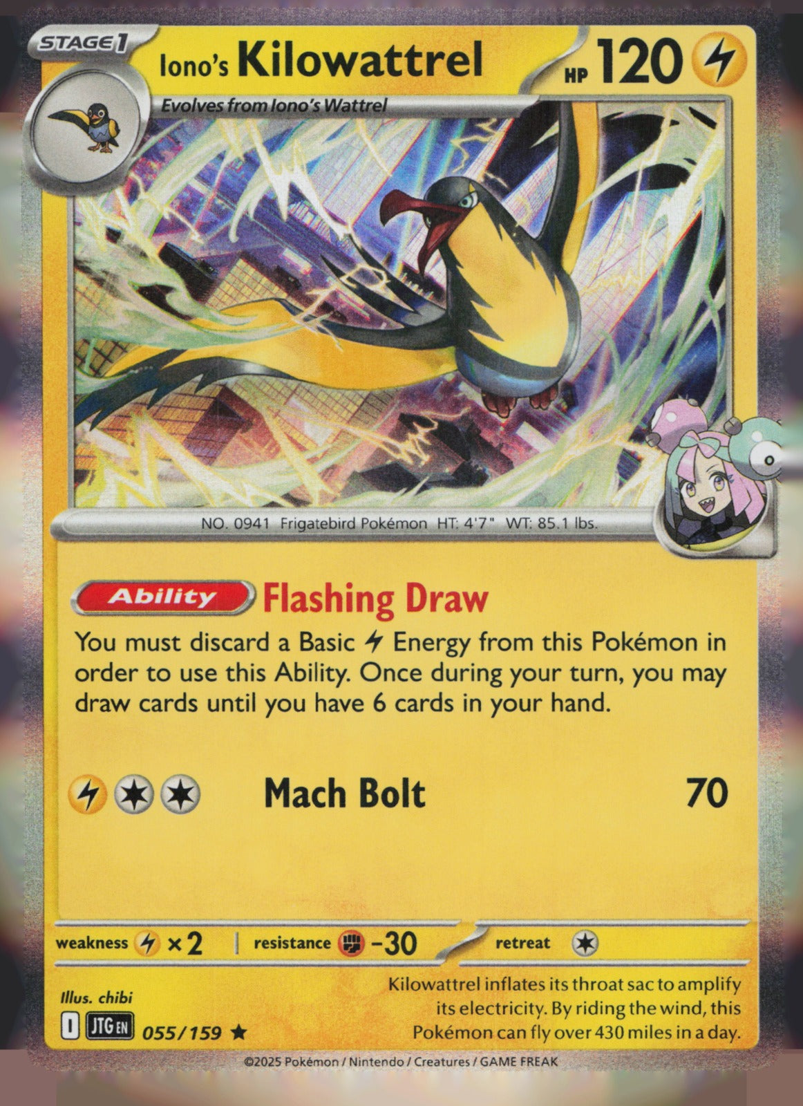 Iono's Kilowattrel Holo Rare SV09: Journey Together 055/159 NM
