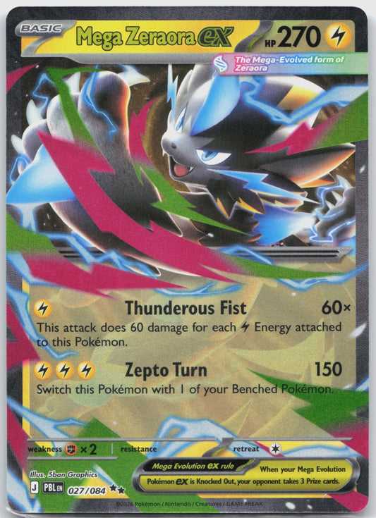 Mega Zeraora ex Holo Double Rare ME05: Pitch Black 027/084 NM