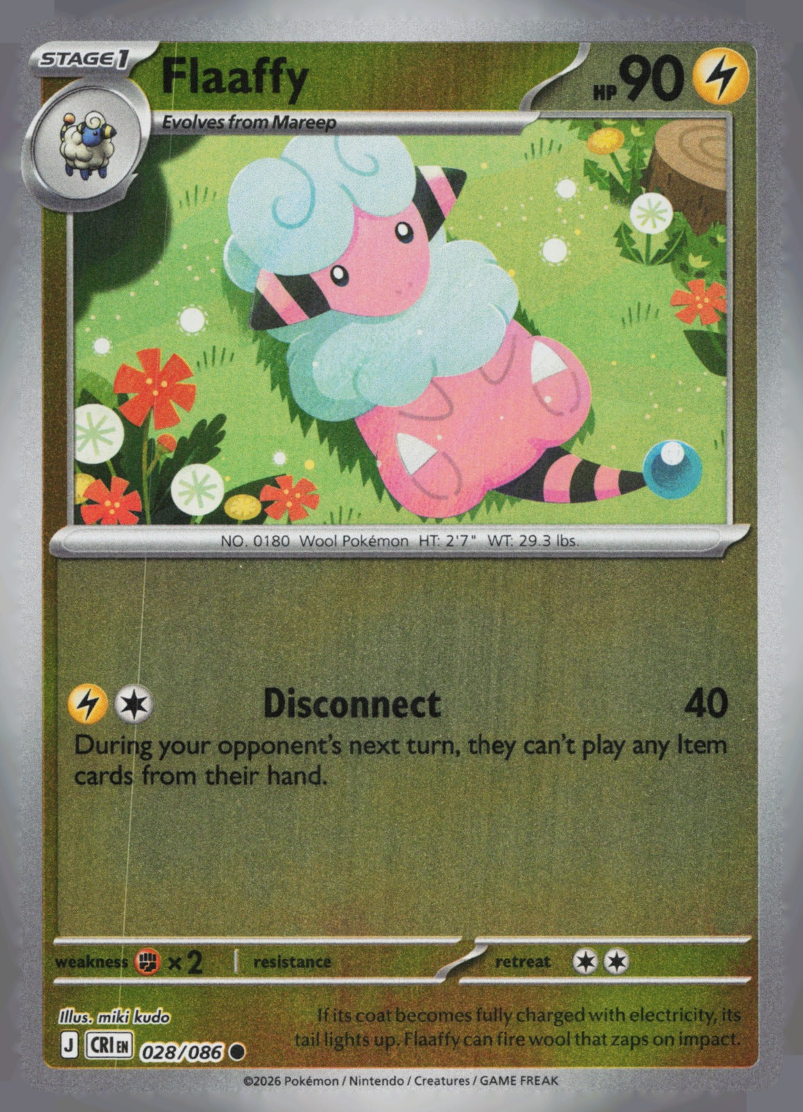 Flaaffy Reverse Holo Common ME04: Chaos Rising 028/086 NM