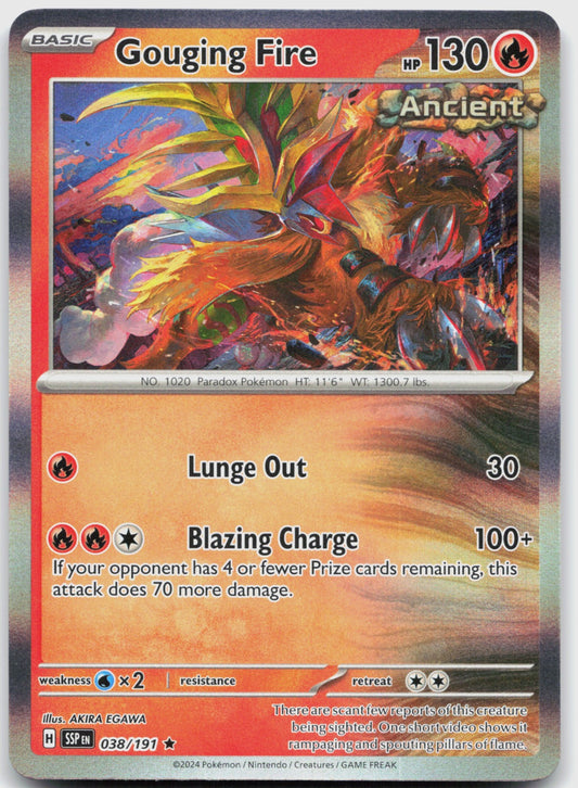 Gouging Fire Holo Rare SV08: Surging Sparks 038/191 NM