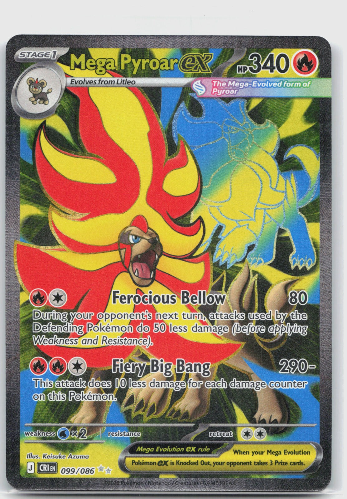 Mega Pyroar ex Holo Ultra Rare ME04: Chaos Rising 099/086 NM