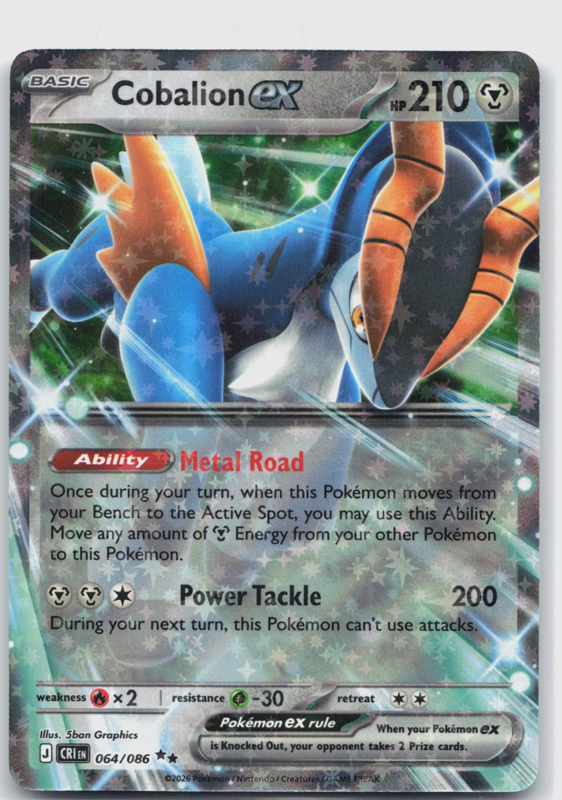 Cobalion ex Holo Double Rare ME04: Chaos Rising 064/086 NM