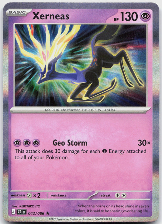 Xerneas Holo Rare ME04: Chaos Rising 042/086 NM