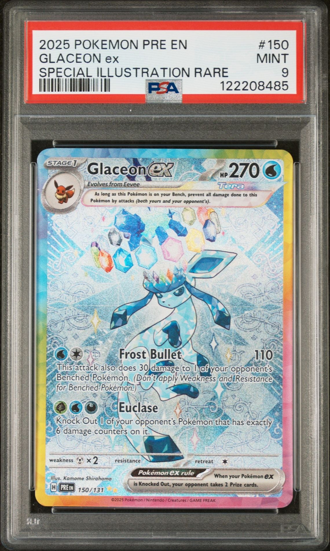 PSA 9 Glaceon ex Special Illustration Rare SV: Prismatic Evolutions 150/131