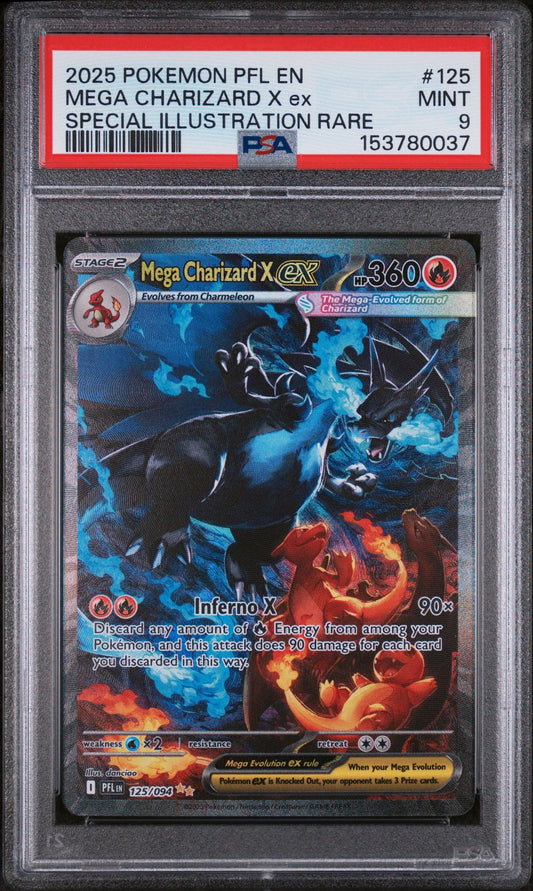 PSA 9 Mega Charizard X ex Special Illustration Rare ME02: Phantasmal Flames 125/094 - PSA cert 153780037 front